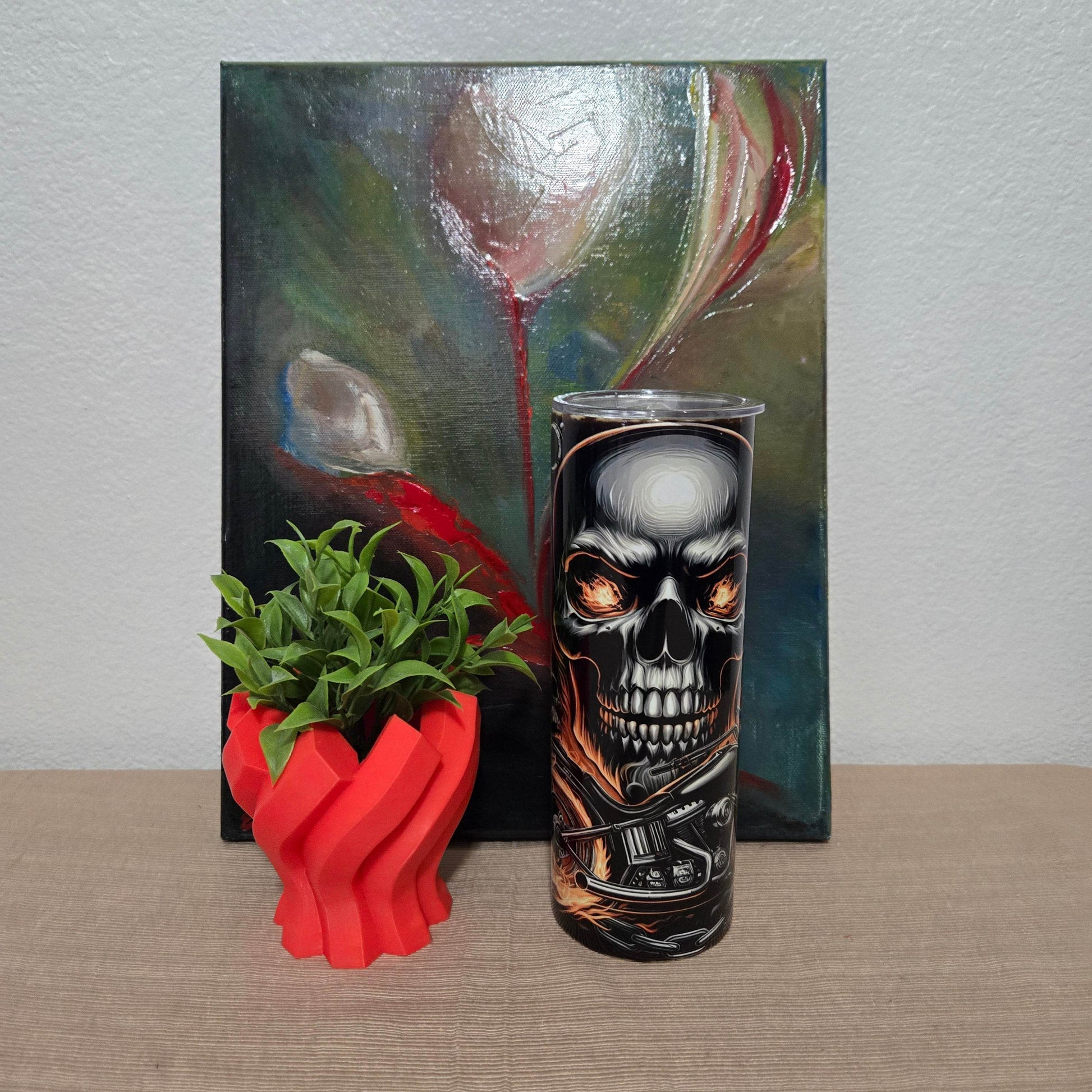 Ghost Rider Skull and Motorcycle Tumbler - Vegas Custom Creations