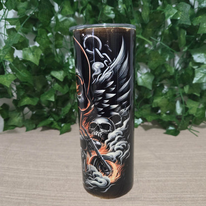 Ghost Rider Skull and Motorcycle Tumbler - Vegas Custom Creations