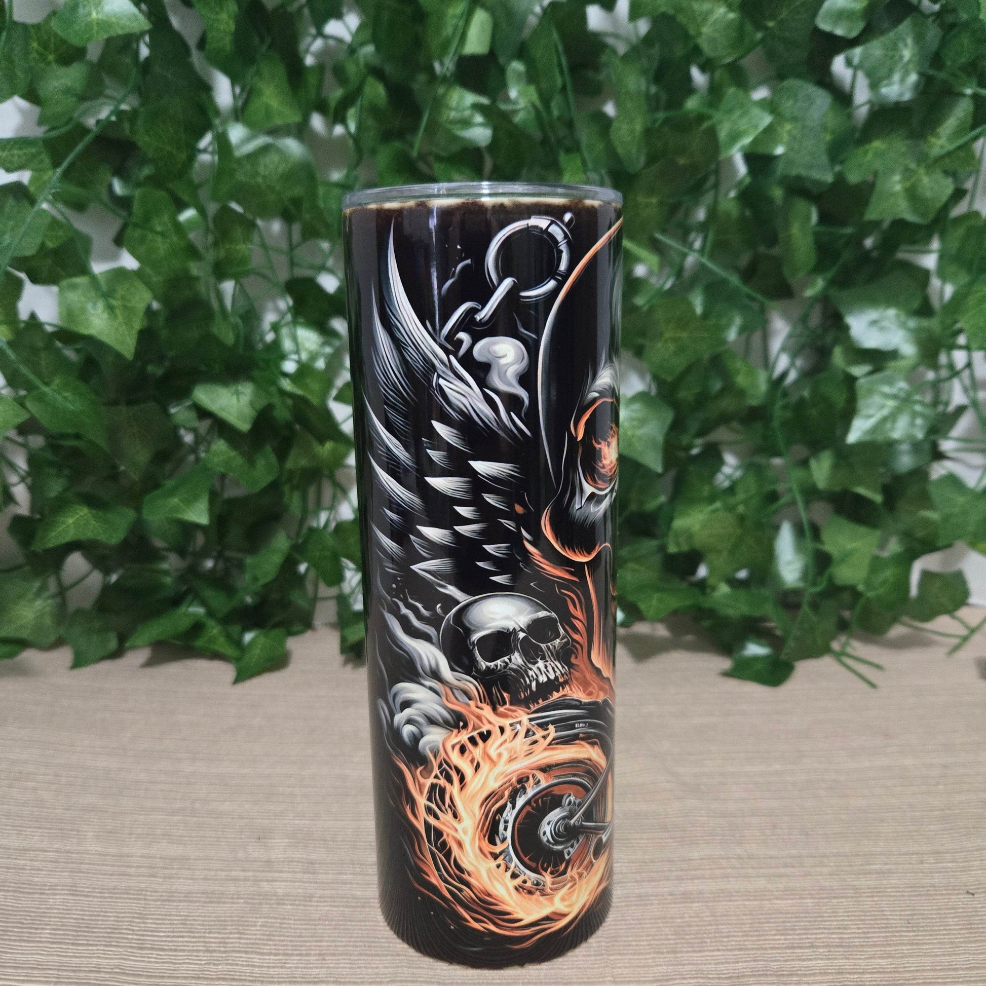 Ghost Rider Skull and Motorcycle Tumbler - Vegas Custom Creations
