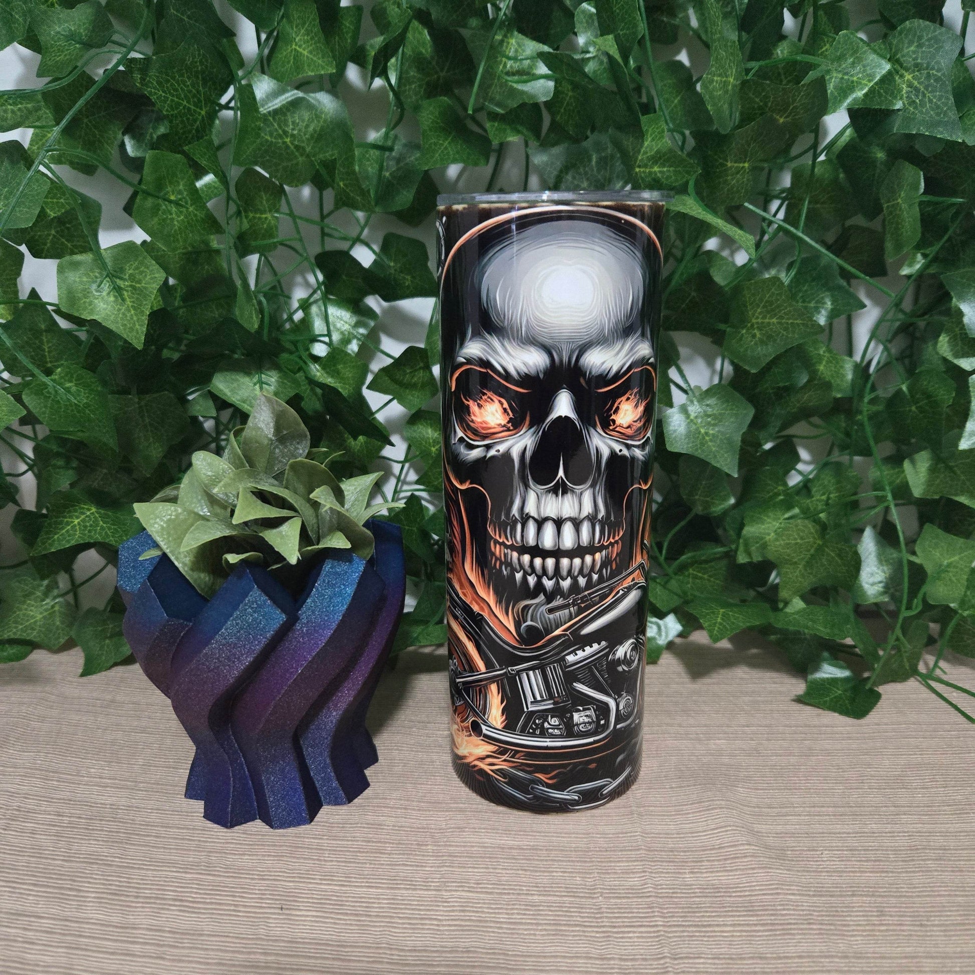 Ghost Rider Skull and Motorcycle Tumbler - Vegas Custom Creations