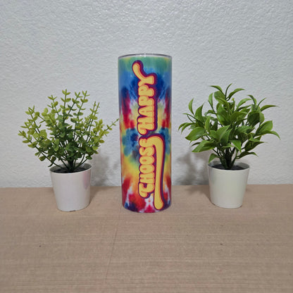 Rainbow Groovy Tye Dye "Choose Happy" Tumbler