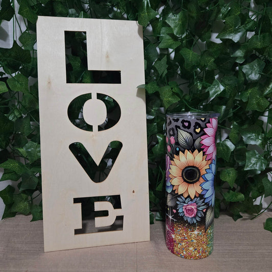 Rainbow Glitter Daises Tumbler - Vegas Custom Creations