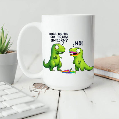 Funny Dinosaurs eating a Unicorn Mug - Vegas Custom Creations