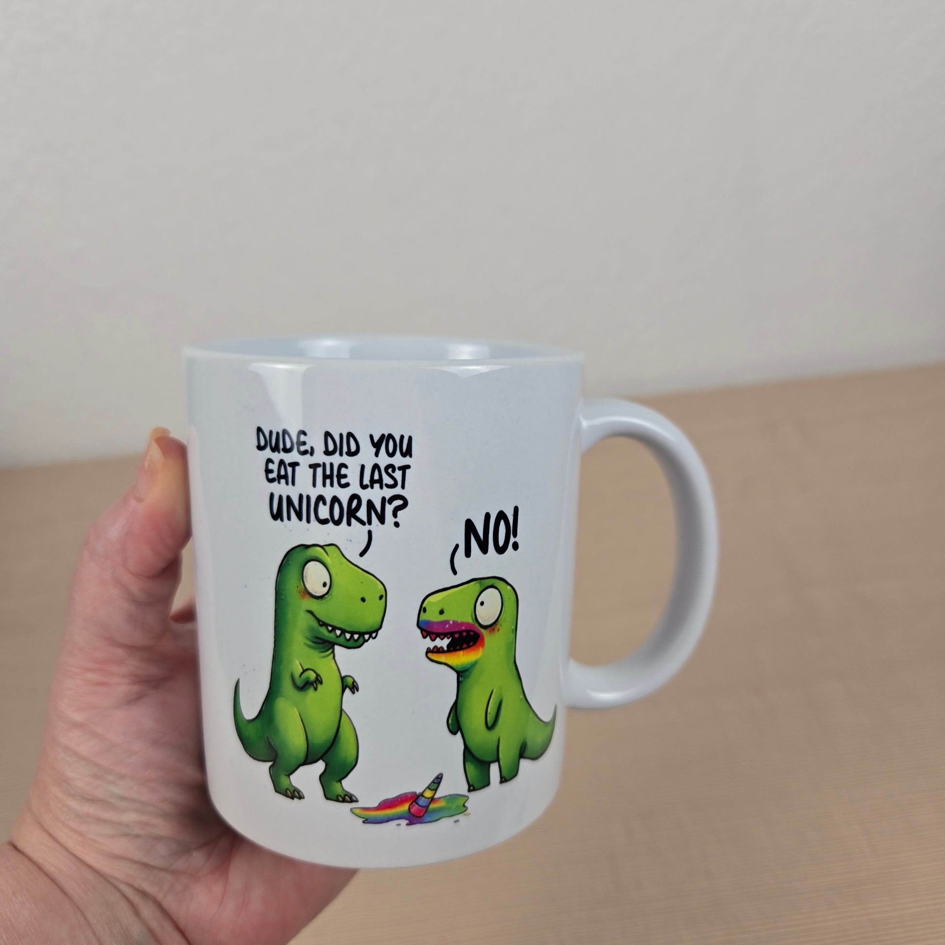 Funny Dinosaurs eating a Unicorn Mug - Vegas Custom Creations