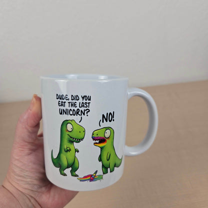 Funny Dinosaurs eating a Unicorn Mug - Vegas Custom Creations