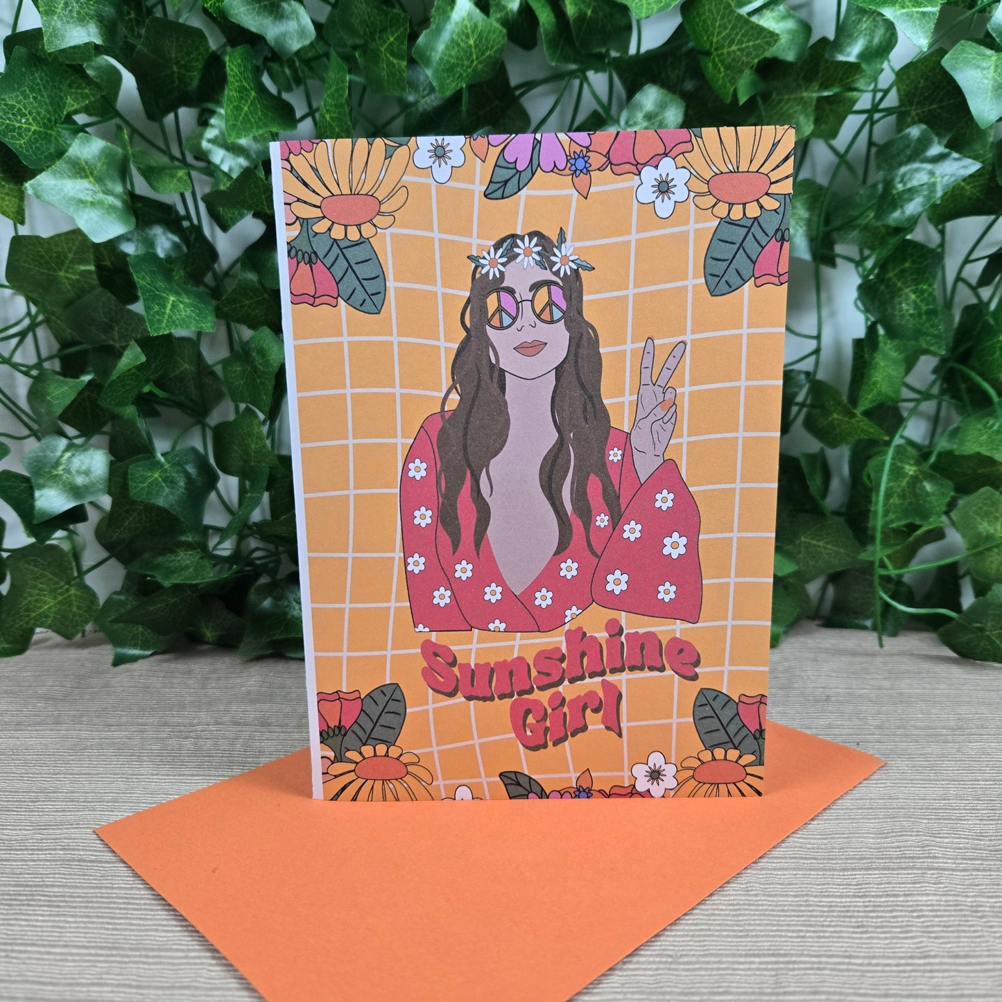 Retro Hippy Sunshine Girl Birthday Card