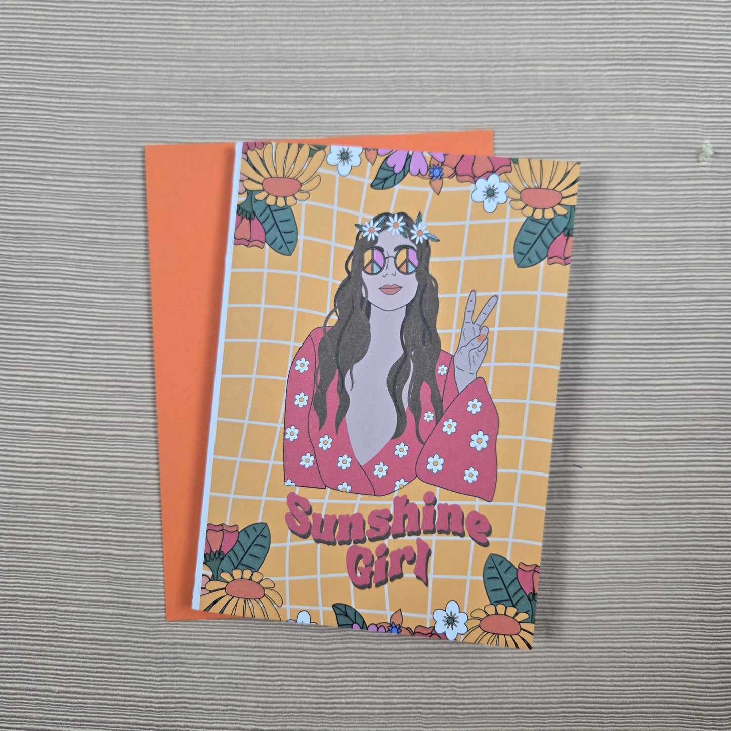 Retro Hippy Sunshine Girl Birthday Card