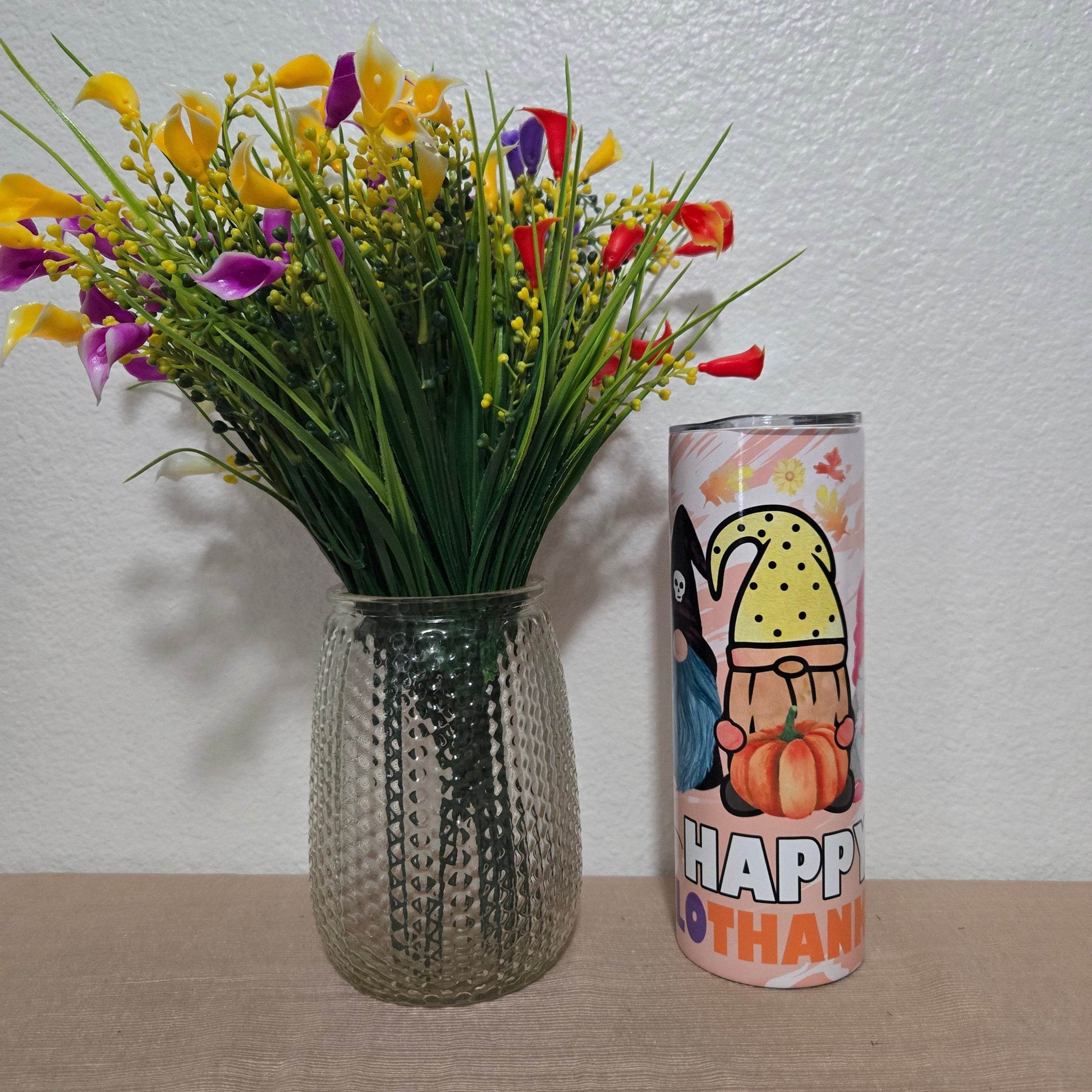 Happy HalloThankMas Gnome 20oz Skinny Tumbler - Vegas Custom Creations