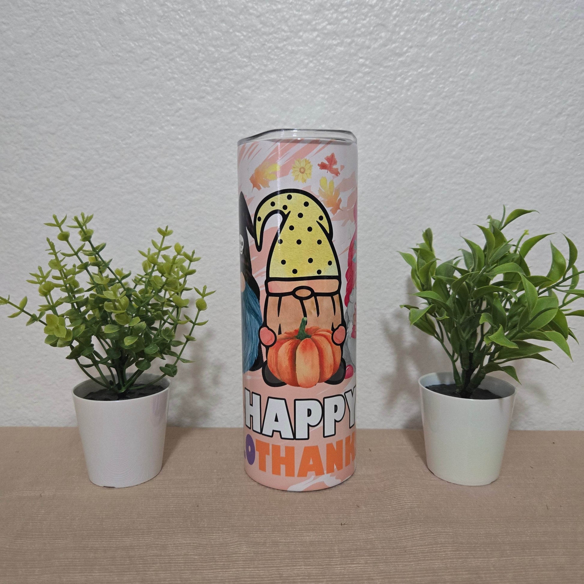 Happy HalloThankMas Gnome 20oz Skinny Tumbler - Vegas Custom Creations
