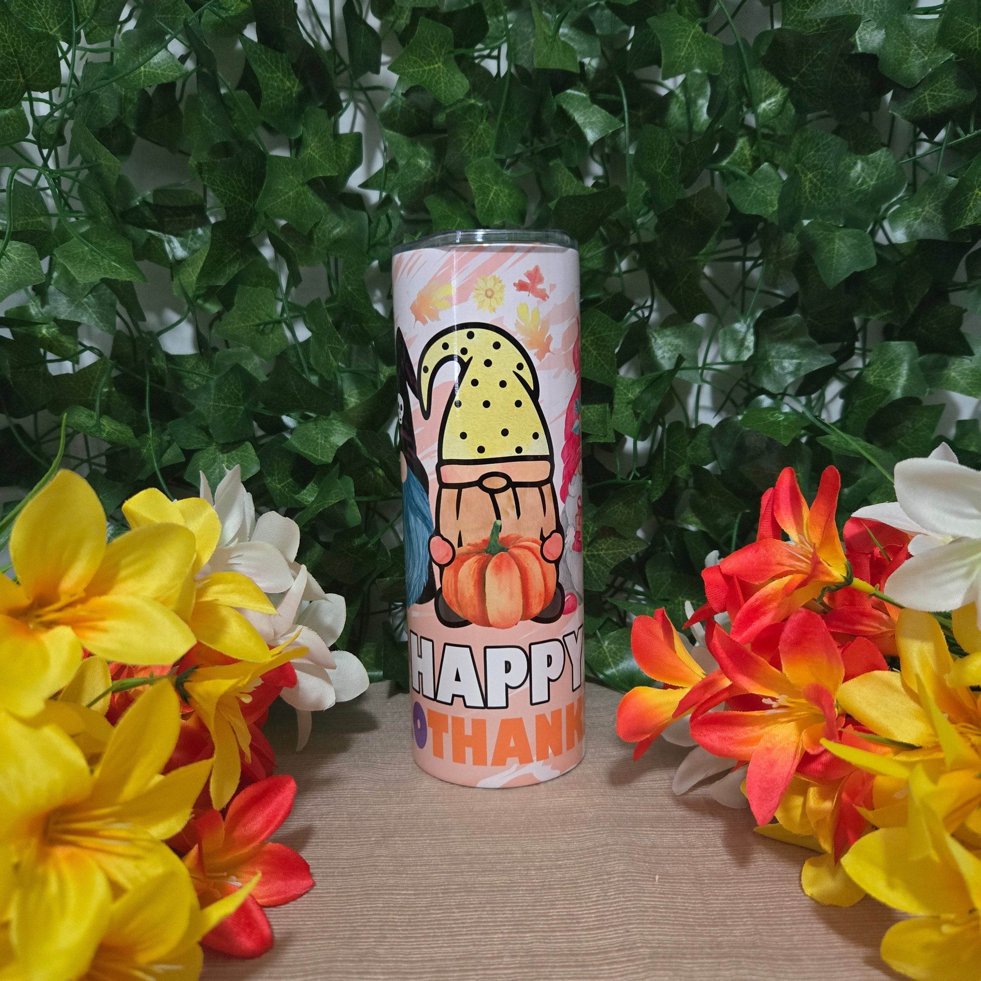 Happy HalloThankMas Gnome 20oz Skinny Tumbler - Vegas Custom Creations