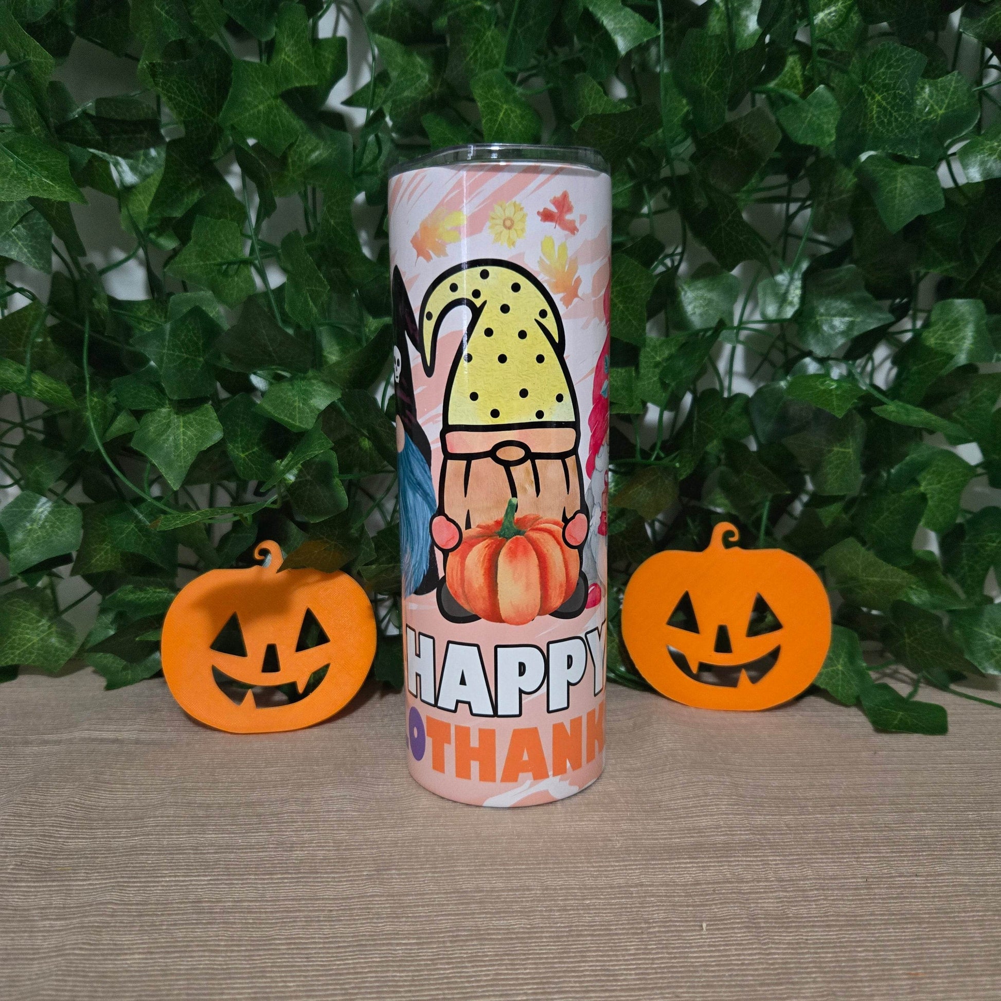 Happy HalloThankMas Gnome 20oz Skinny Tumbler - Vegas Custom Creations