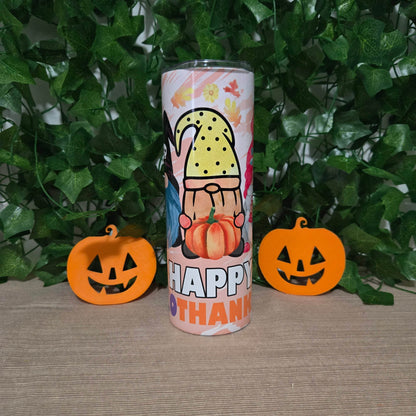 Happy HalloThankMas Gnome 20oz Skinny Tumbler - Vegas Custom Creations