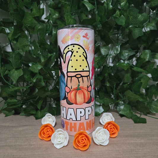 Happy HalloThankMas Gnome 20oz Skinny Tumbler - Vegas Custom Creations