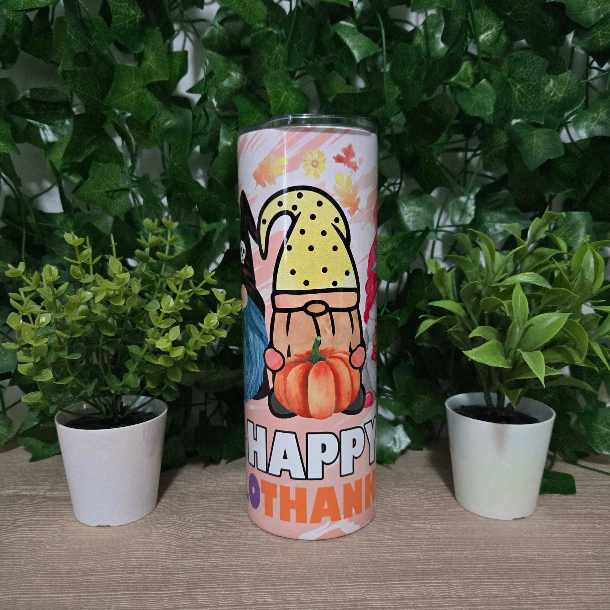 Happy HalloThankMas Gnome 20oz Skinny Tumbler - Vegas Custom Creations