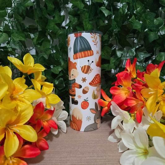 Cute Fall Animals 20oz Skinny Tumbler - Vegas Custom Creations