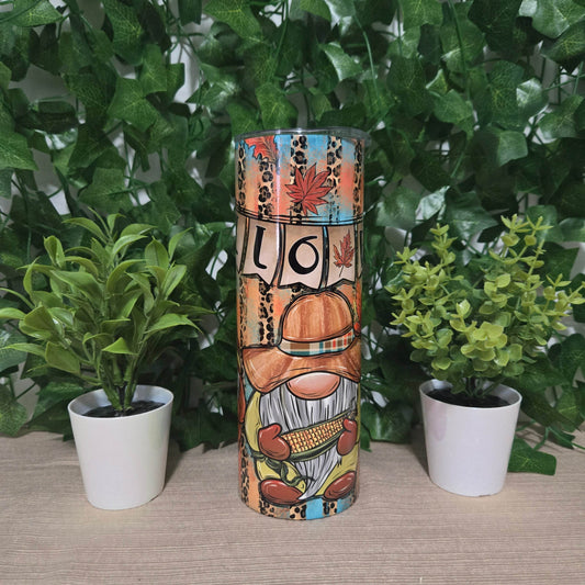 Fall Gnome 20oz Skinny Tumbler - Vegas Custom Creations