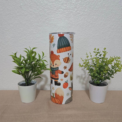 Cute Fall Animals 20oz Skinny Tumbler - Vegas Custom Creations