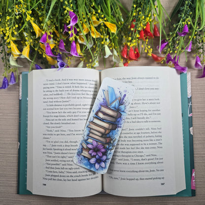 Beautiful Flowers on Books Bookmark