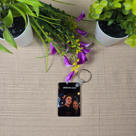 Rectangle Double Sided Personalized Photo and Text Key Chain - Vegas Custom Creations
