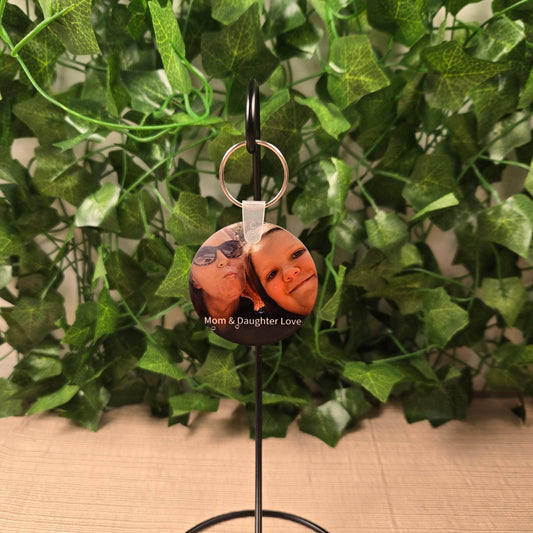 Round Double Sided Personalized Photo and Text Key Chain - Vegas Custom Creations