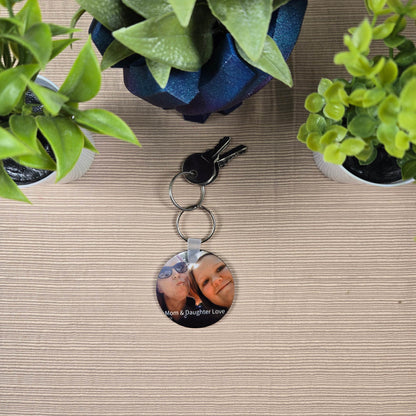 Round Double Sided Personalized Photo and Text Key Chain - Vegas Custom Creations