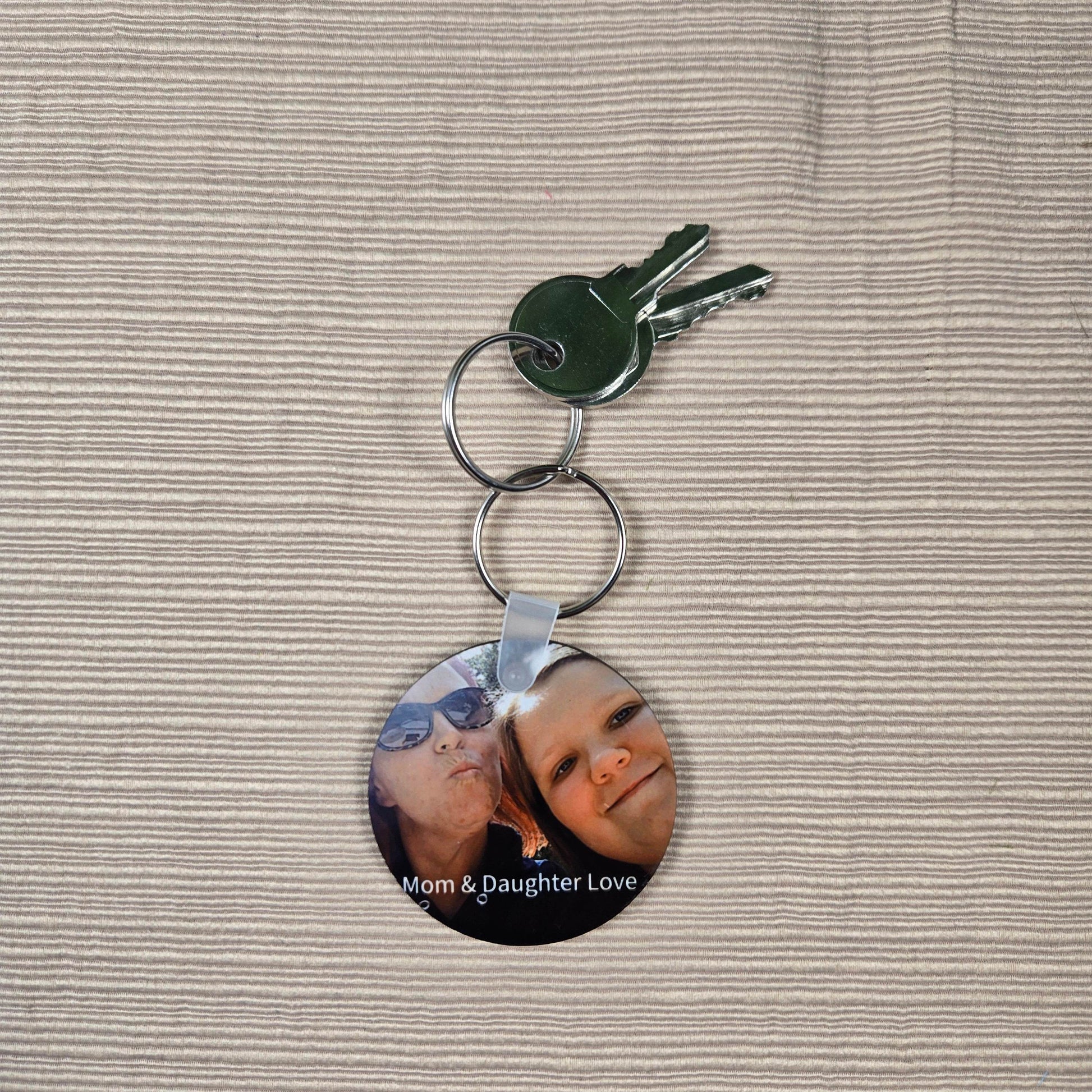 Round Double Sided Personalized Photo and Text Key Chain - Vegas Custom Creations
