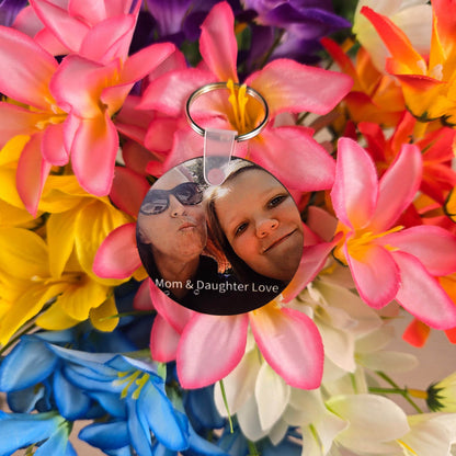 Round Double Sided Personalized Photo and Text Key Chain - Vegas Custom Creations
