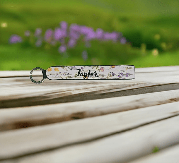 Personalized Floral Wristlet Key Chain - Vegas Custom Creations