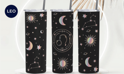 Zodiac Stars, Sun and Moon 20oz Skinny Tumbler (Multiple Designs Available) - Vegas Custom Creations