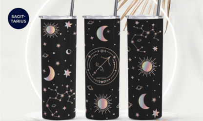 Zodiac Stars, Sun and Moon 20oz Skinny Tumbler (Multiple Designs Available) - Vegas Custom Creations