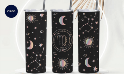 Zodiac Stars, Sun and Moon 20oz Skinny Tumbler (Multiple Designs Available) - Vegas Custom Creations