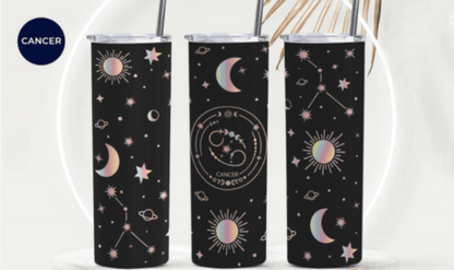 Zodiac Stars, Sun and Moon 20oz Skinny Tumbler (Multiple Designs Available) - Vegas Custom Creations