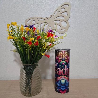 Teacher Floral Tumbler - Vegas Custom Creations