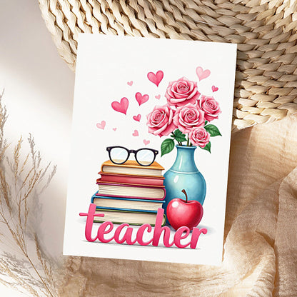 Pink Teacher Thank You Card