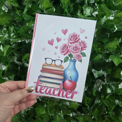 Pink Teacher Thank You Card