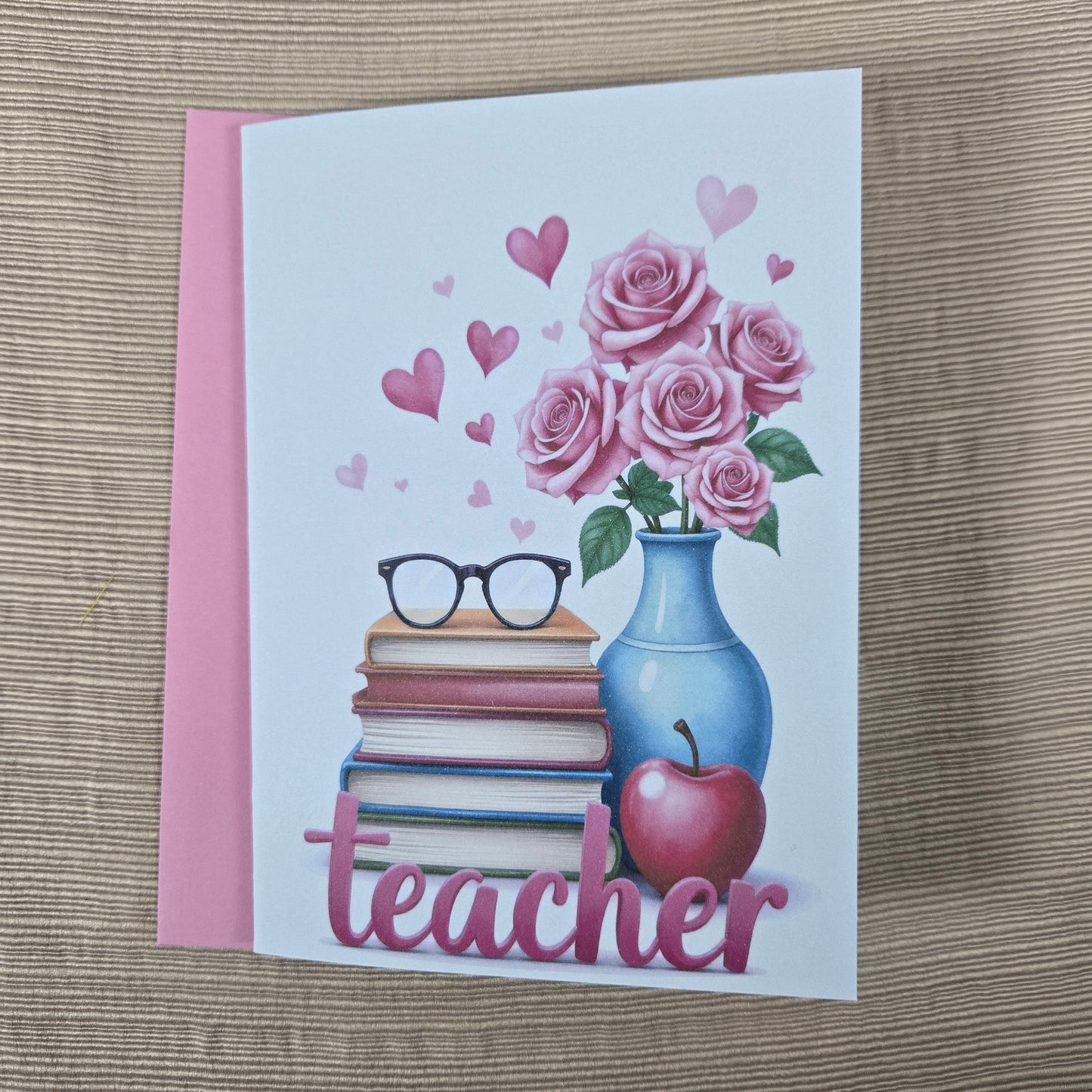 Pink Teacher Thank You Card