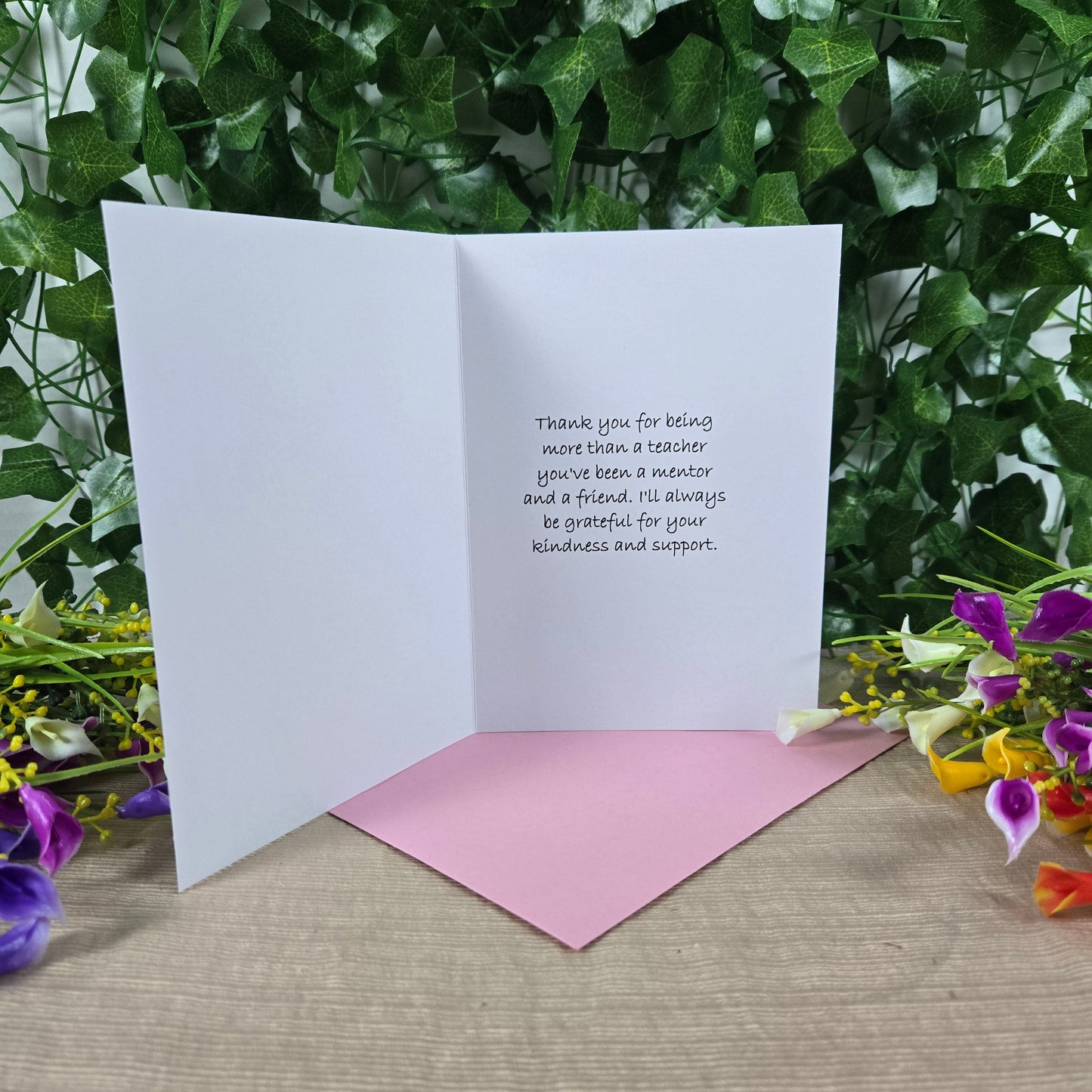 Pink Teacher Thank You Card