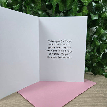 Pink Teacher Thank You Card