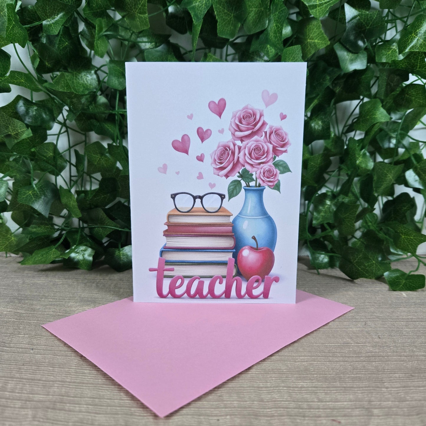 Pink Teacher Thank You Card