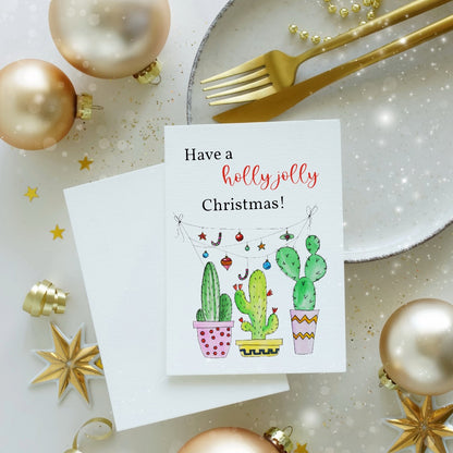 5-Pack Holly Jolly Cactus Christmas Cards – 4x6 with Envelopes & Stickers