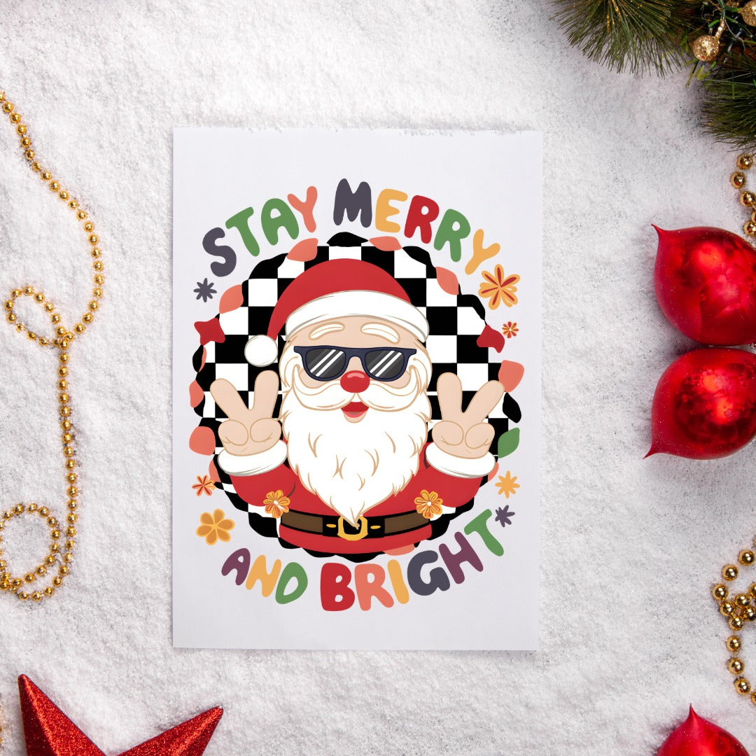5-Pack Merry and Bright Santa Christmas Cards – 4x6 with Envelopes & Stickers