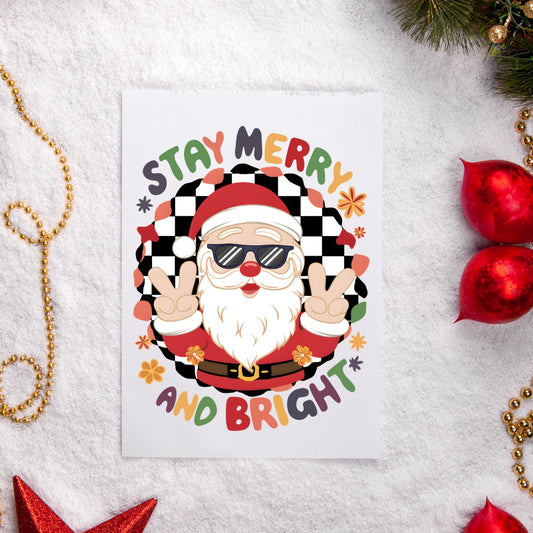 5-Pack Merry and Bright Santa Christmas Cards – 4x6 with Envelopes & Stickers