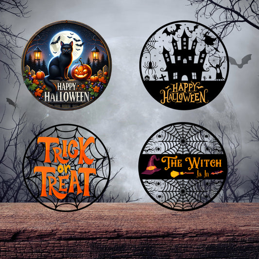 Round Frightfully Spooky Halloween Sign (Multiple Designs and Sizes Available)