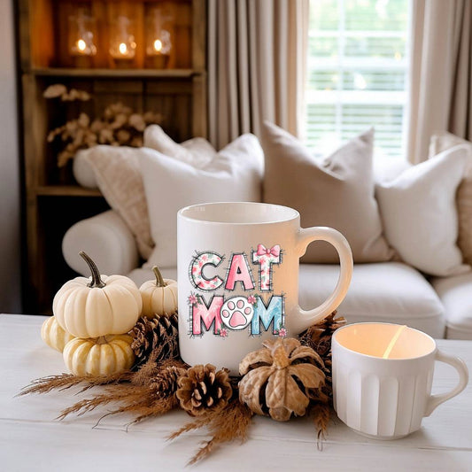Cat Mom Patchwork 11oz or 15oz Mug - Vegas Custom Creations