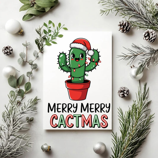 5-Pack Merry Cactmas Christmas Cards – 4x6 with Envelopes & Stickers
