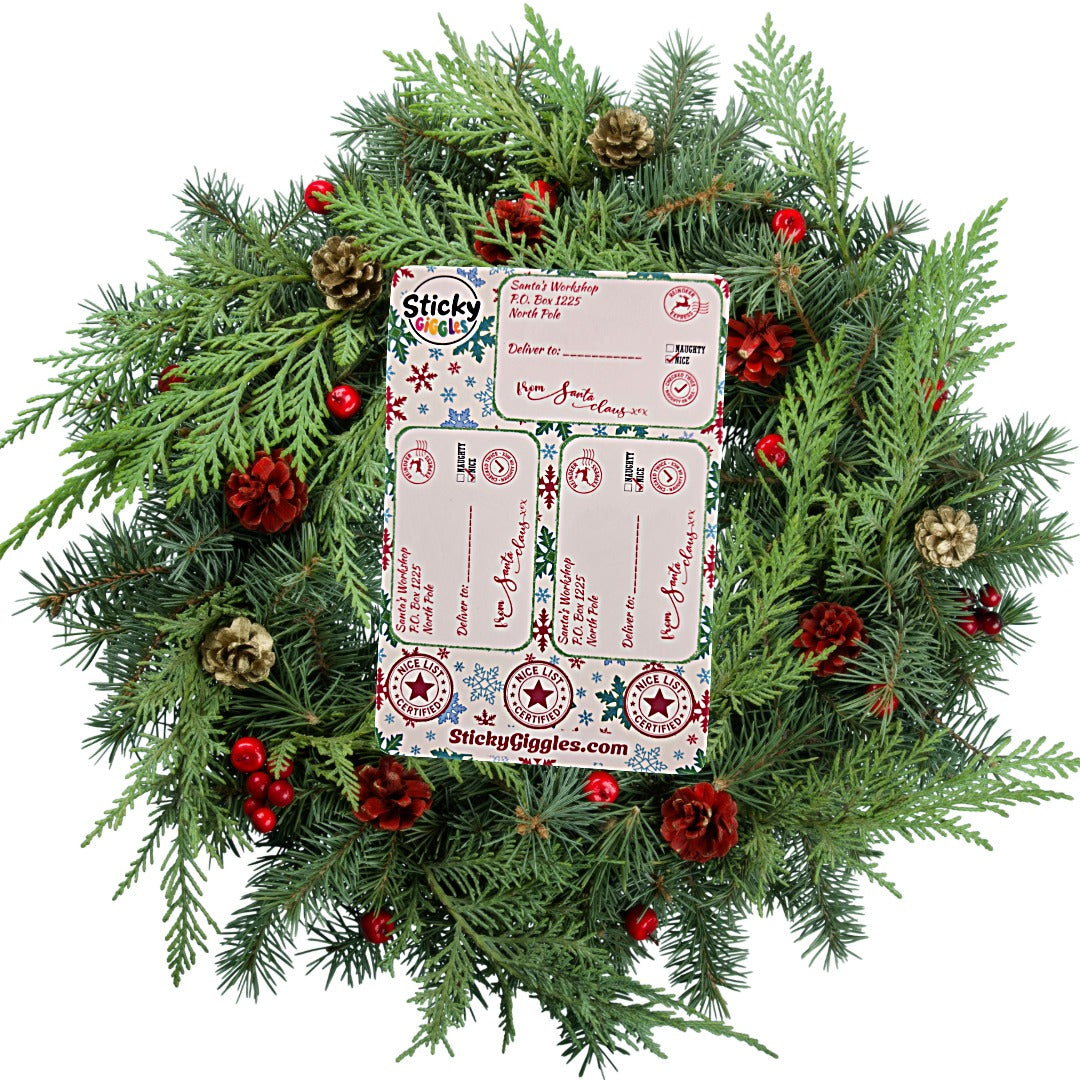 Festive Christmas Gift Tag Sticker Sheets