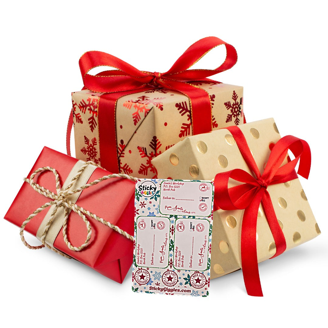 Festive Christmas Gift Tag Sticker Sheets