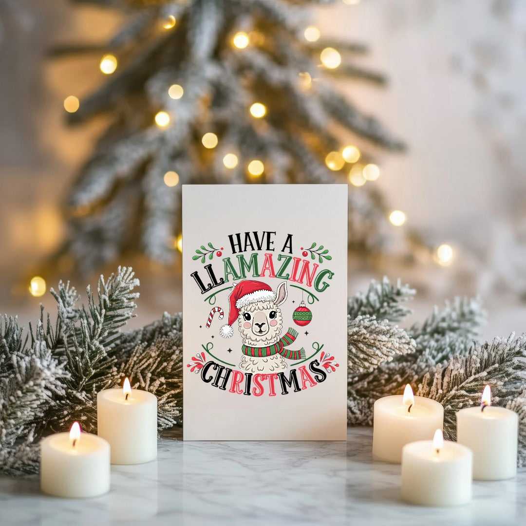 5-Pack Cute Llama Christmas Cards – 4x6 with Envelopes & Stickers