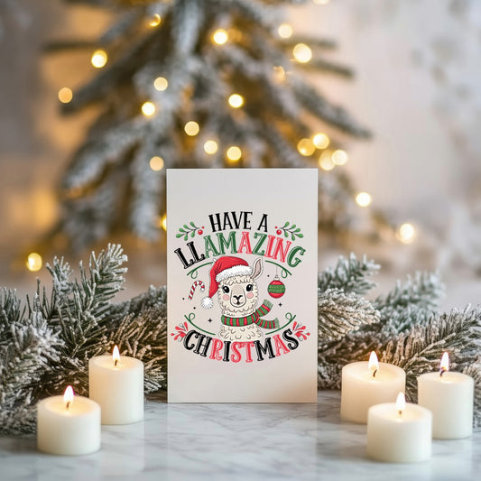 5-Pack Cute Llama Christmas Cards – 4x6 with Envelopes & Stickers