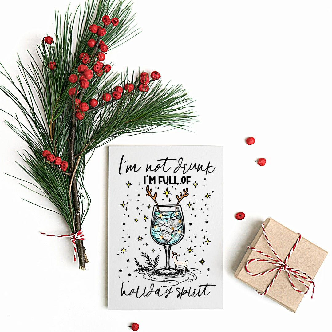 5-Pack Funny "I'm Not Drunk" Christmas Cards – 4x6 with Envelopes & Stickers